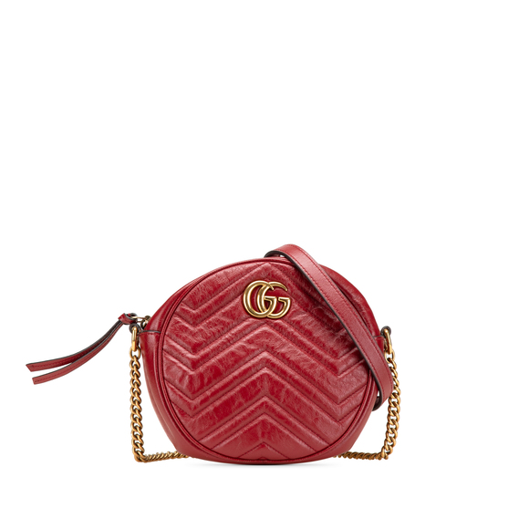 Pre-Loved Gucci Mini GG Marmont Matelasse Leather Round Crossbody - Picture 1 of 10
